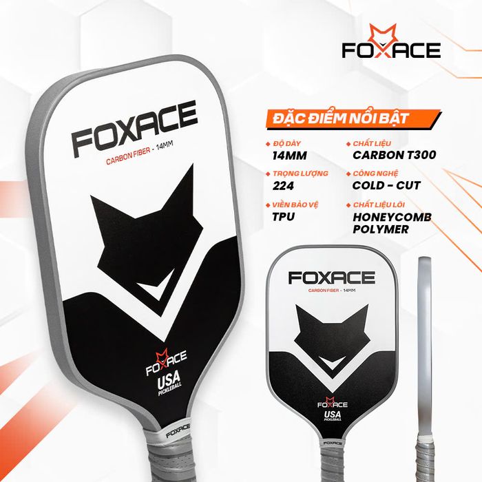 Vot_Pickleball_FoxAce_T300_Trang_Den