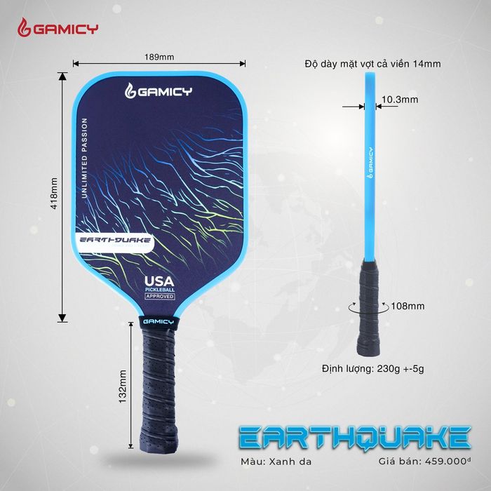 Vot_Pickleball_Gamicy_Earthquake_Xanh_Bien