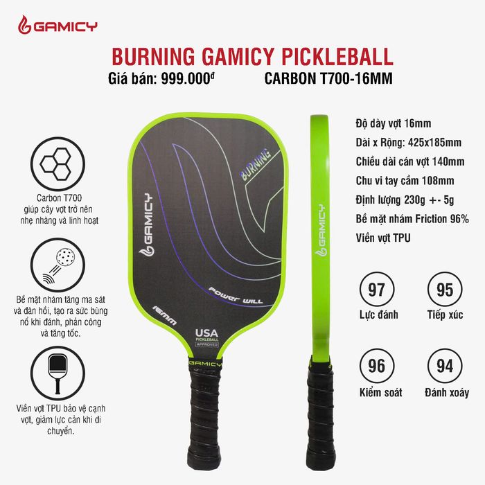 Vot_Pickleball_Gamicy_Burning_T700_Xanh_Chuoi