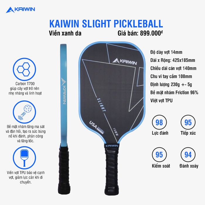 Vot_Pickleball_Kaiwin_Slight_T700_Xanh