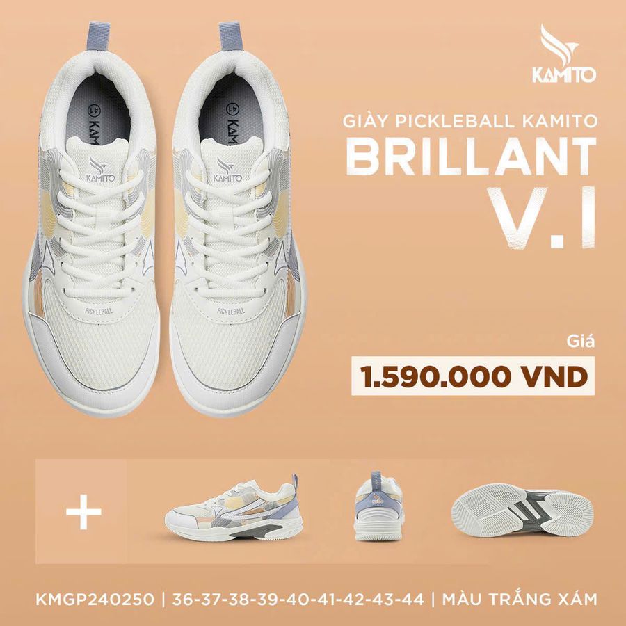 Giay_Pickleball_Kamito_Brillant_Trang_Xam