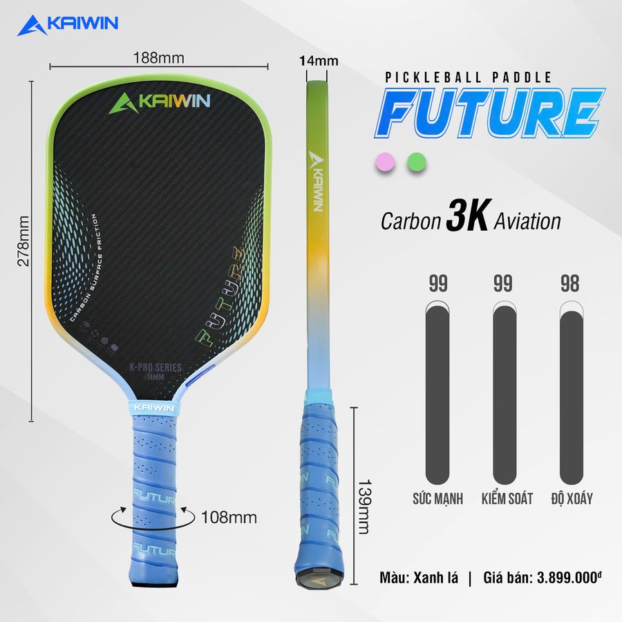 Vot_Pickleball_Kaiwin_Future_3K_16mm_Xanh_La
