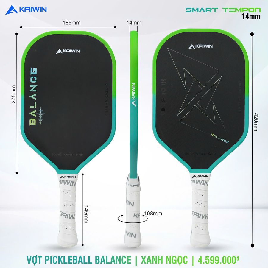 Vot_Pickleball_Kaiwin_Balance_14mm_Xanh_Ngoc