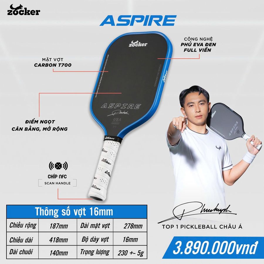 Vot_Pickleball_Zocker_Aspire_ASP25-16mm_Xanh