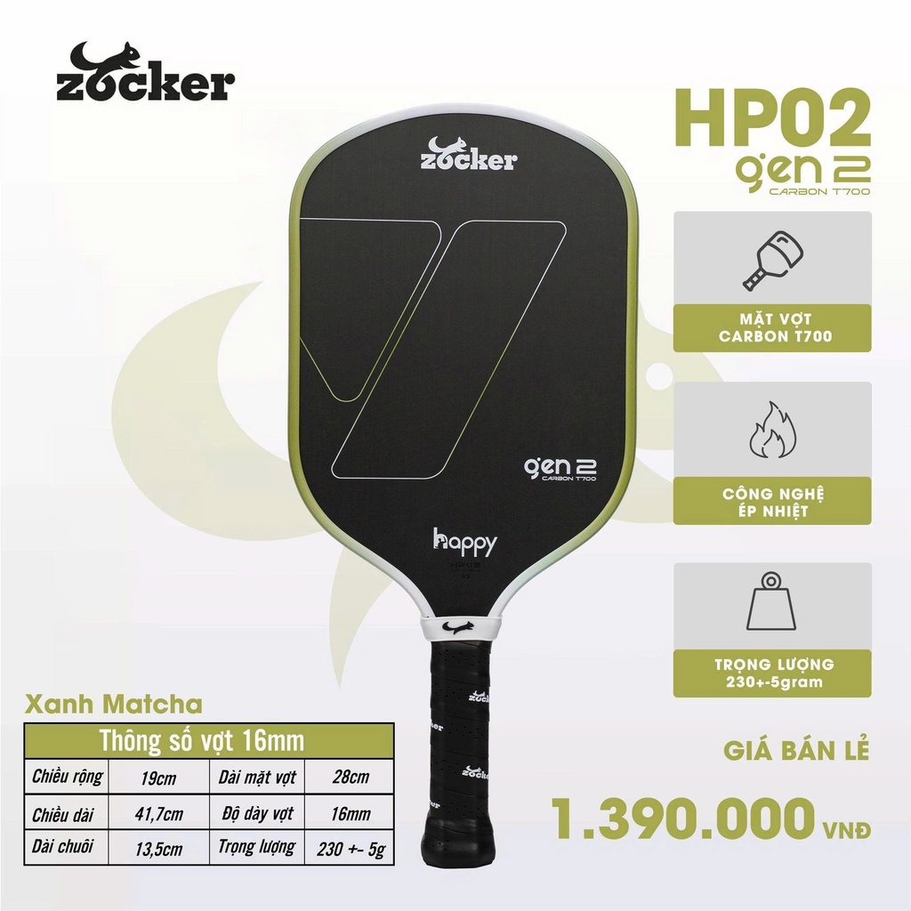 Vot_Pickleball_Zocker_HP02_gen_2-16mm_Xanh_Matcha