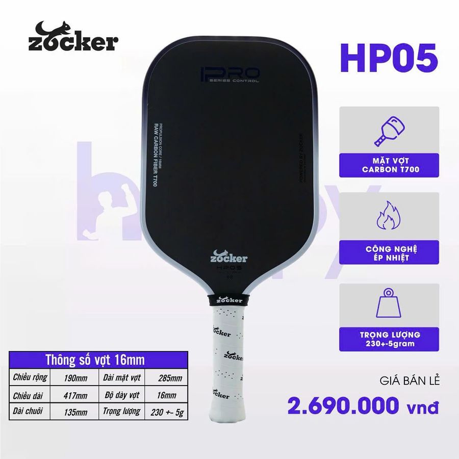 Vot_Pickleball_Zocker_HP05-16mm_Trang_Tim