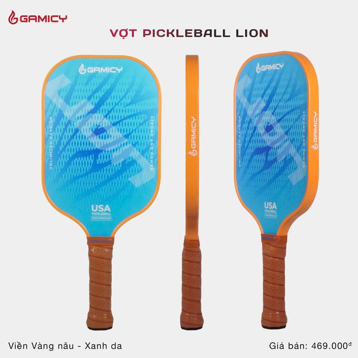 Vợt Pickleball Gamicy Glass Lion Xanh Da