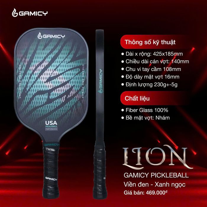 Vợt Pickleball Gamicy Glass Lion Xanh Ngọc