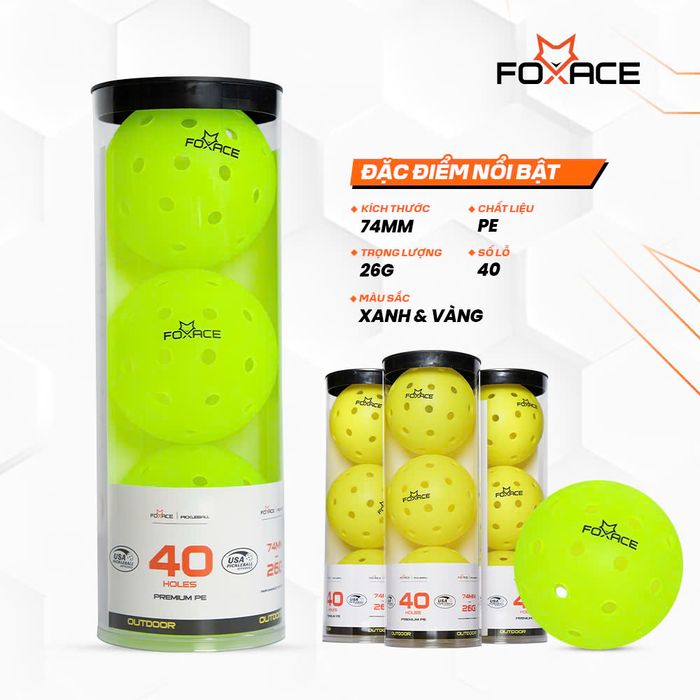 Bóng Pickleball thi đấu FoxAce 40L (Hộp 3 quả)