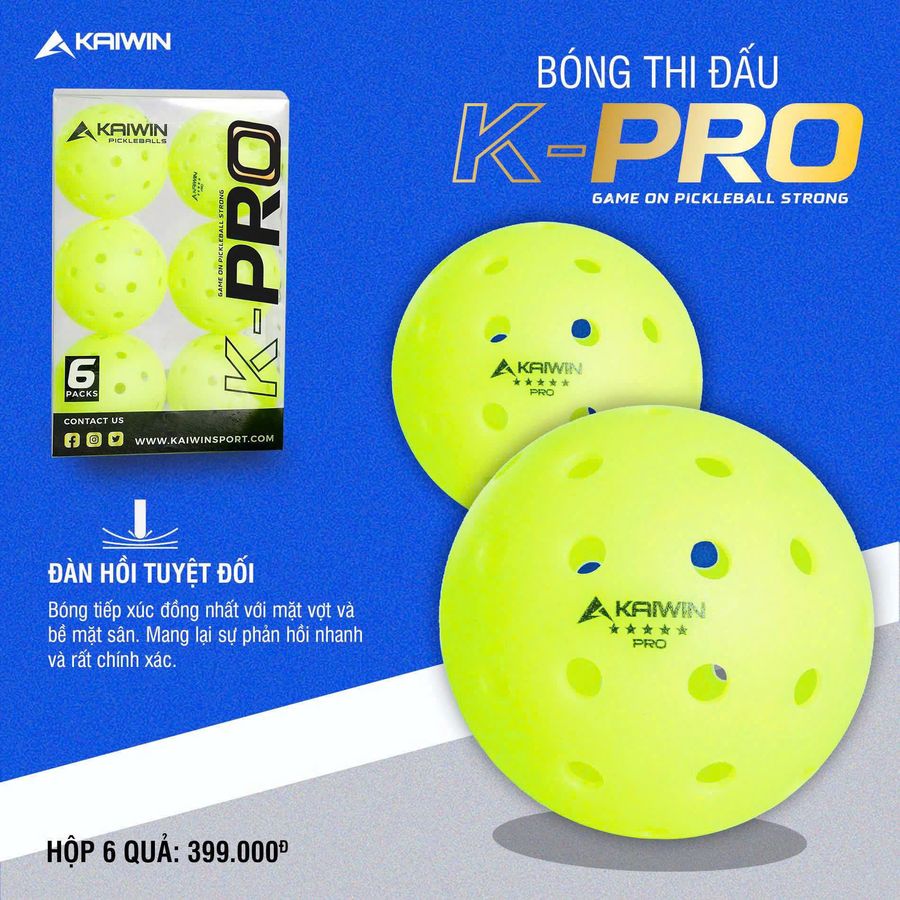 Bóng thi đấu Pickleball Kaiwin Pro (Hộp 6 quả)