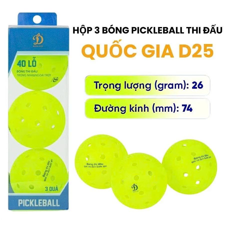 Bóng Thi Đấu Pickleball Động Lực D25 (Hộp 3 quả)