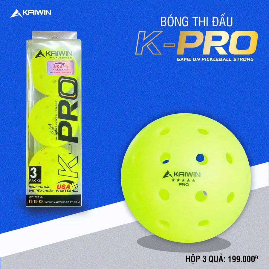 Bóng thi đấu Pickleball Kaiwin Pro (Hộp 3 quả)