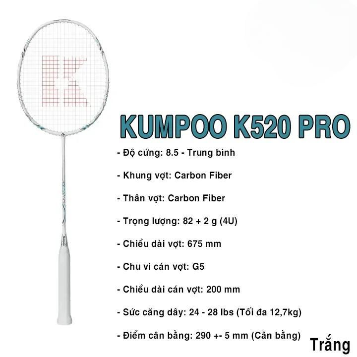 Khung Vợt Kumpoo K520 Pro Trắng 3137