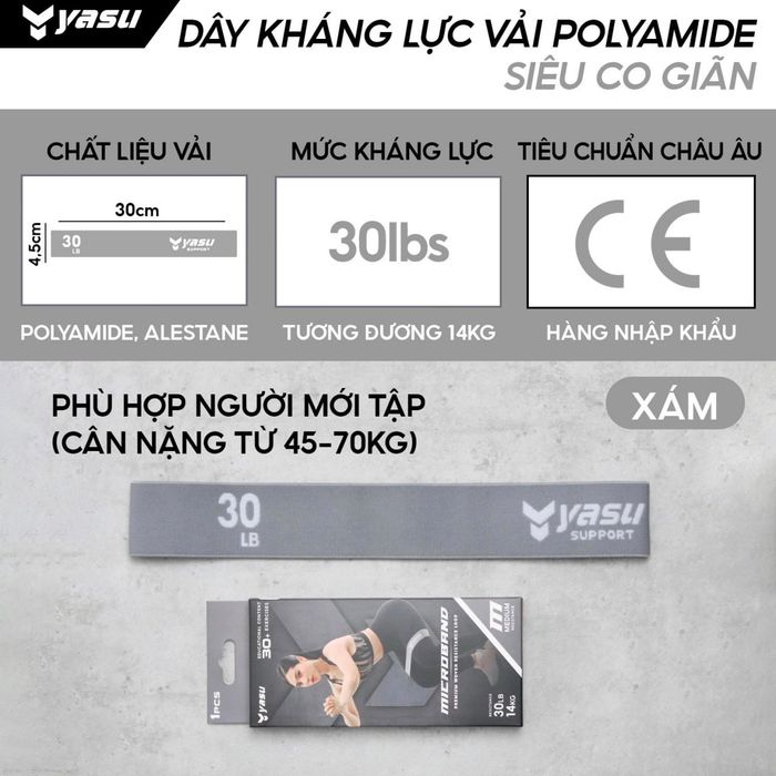 Dây kháng lực vải Polyamide 3609 Xám