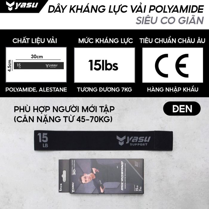 Dây kháng lực vải Polyamide 3609 Đen