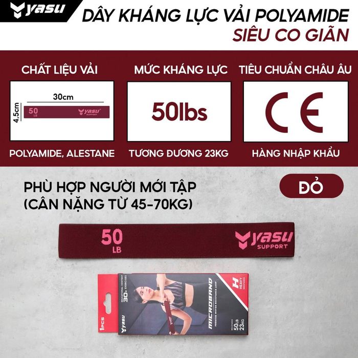 Dây kháng lực vải Yasu Polyamide 3609 Đỏ