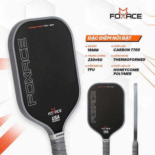 [SP002975] Vợt Pickleball FoxAce T700 Đen