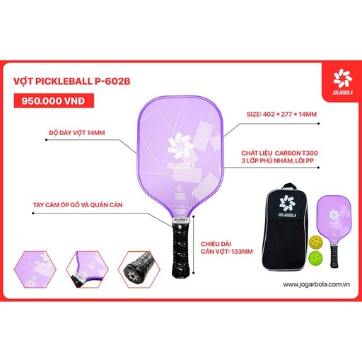 [SP003215] Vợt Pickleball Jogarbola P602B Tím