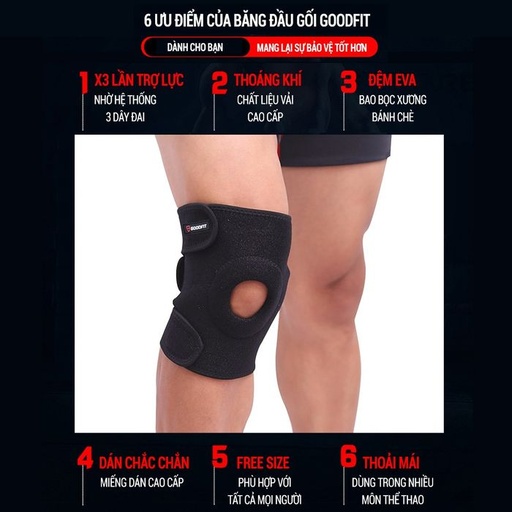 [SP002178] Đai bảo vệ đầu gối co giãn GoodFit GF523K