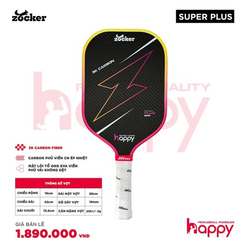 [SP003235] Vợt Pickleball Zocker HP02 Plus