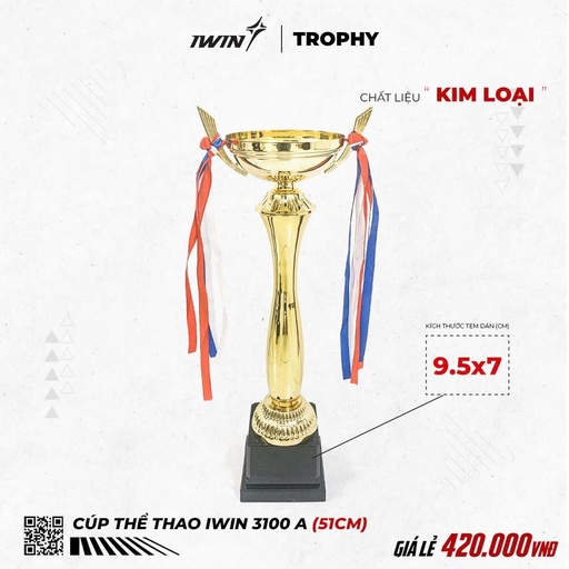 [SP003583] Cúp Thể Thao iWin T3100A - 51cm