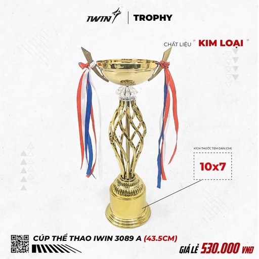 [SP003584] Cúp Thể Thao iWin T3089A - 43.5cm