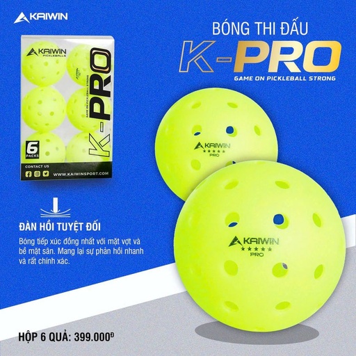 [SP003797] Bóng thi đấu Pickleball Kaiwin Pro (Hộp 6 quả)