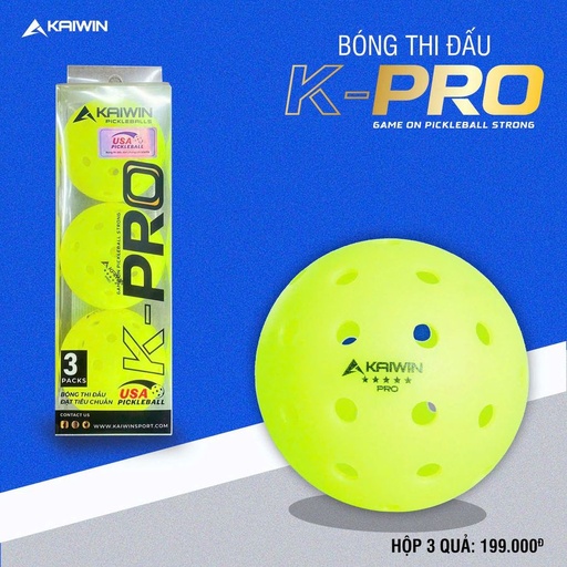 [SP004020] Bóng thi đấu Pickleball Kaiwin Pro (Hộp 3 quả)