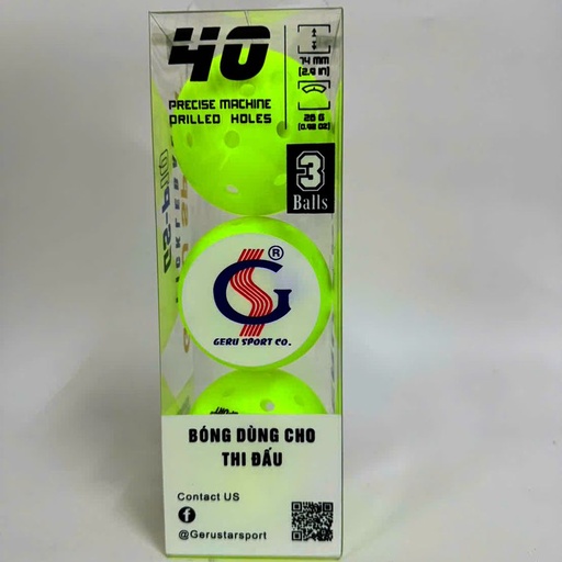 [SP004222] Bóng Thi Đấu Pickleball Geru (hộp 3 quả)