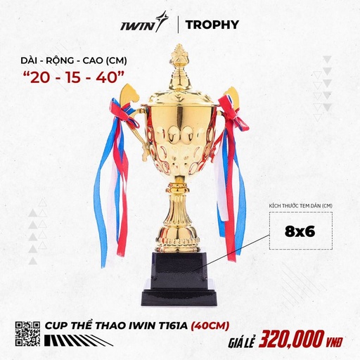 [SP001372] Cúp thể thao iWin T161A - 40cm