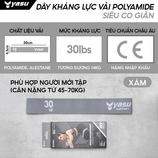 [SP001773] Dây kháng lực vải Polyamide 3609 Xám