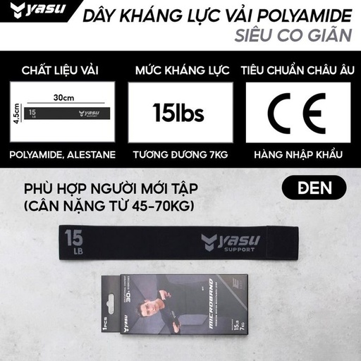 [SP001772] Dây kháng lực vải Polyamide 3609 Đen