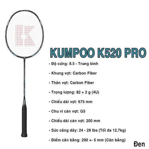 [SP001903] Khung Vợt Kumpoo K520 Pro Đen 3120